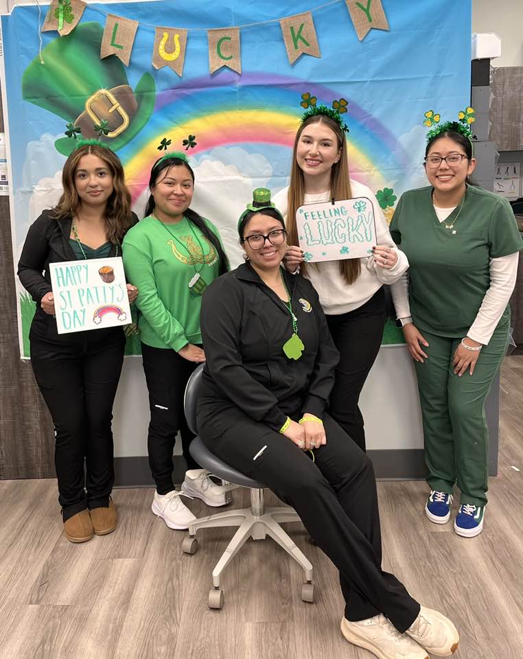 Stellar Orthodontics assistants on St. Patrick's Day at the office