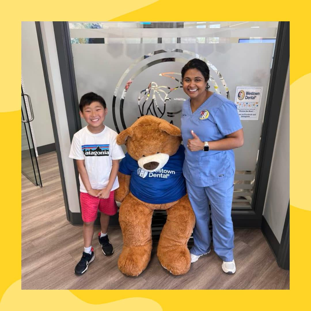 Dr. Dave with a patient and the Stellar Orthodontics mascot
